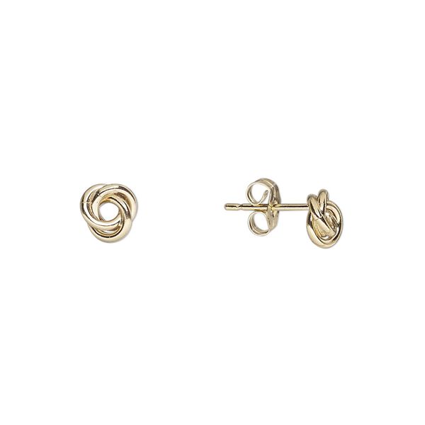 Earring, 14Kt gold-filled, 6mm love knot. Sold per pair. image number 0