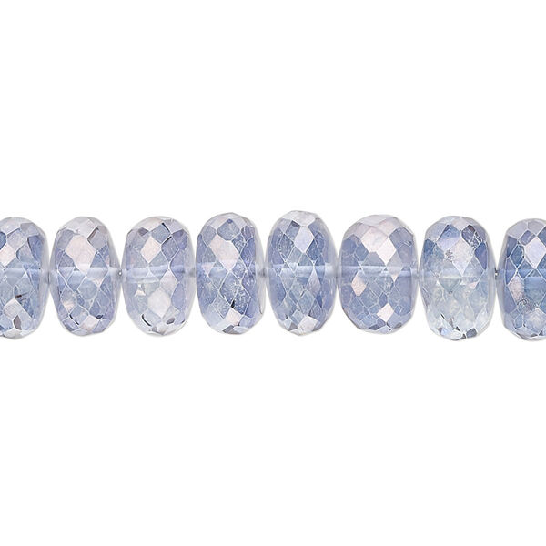 Quartz crystal 1pkg1, hand-cut faceted rondelle bead 8 inch 9x4mm-10x7mm image number 0