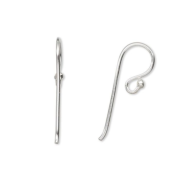 Ear wire fishhook 1pkg20 sterling silver, 12mm / 1.5mm ball / open loop, 19 gauge 10 pair image number 0