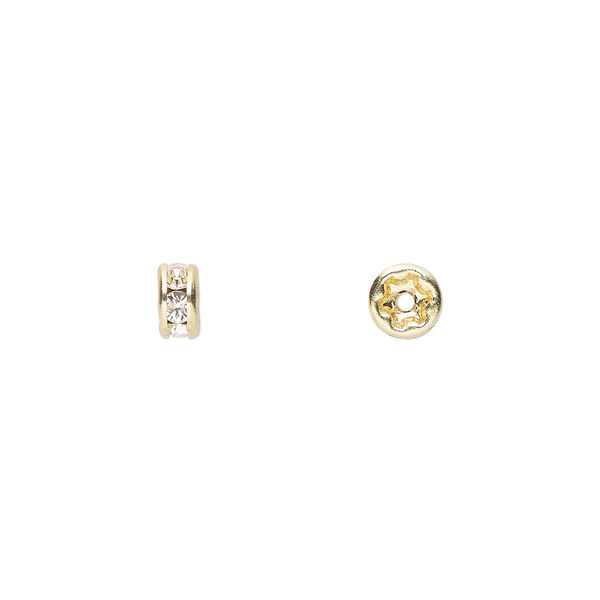 Bead 12pk crystal gold plate, Preciosa Czech crystal 4.5x2.5mm rondelle image number 0