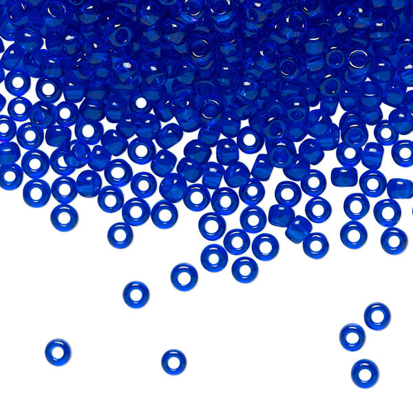 Seed bead, TOHO BEADS®, glass, pkg/7.5g, #8 round, transparent cobalt (TR-08-8). image number 0