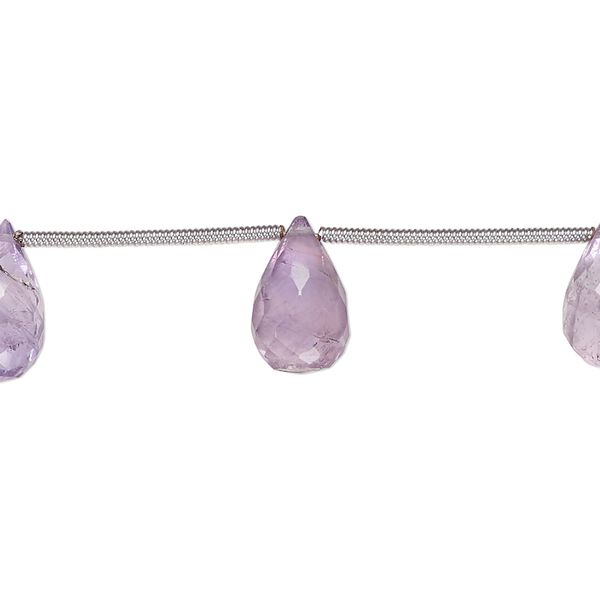 Amethyst 1pkg9, hand-cut top-drilled faceted briolette bead natural 9x6mm-12x8mm image number 0