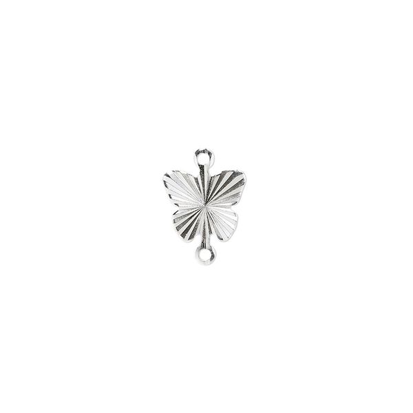 Link, silver-plated brass, 9mm diamond-cut butterfly. Sold per pkg of 20. image number 0