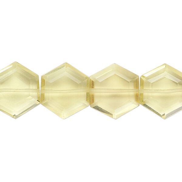 Lemon quartz 1pkg10, hand-cut faceted hexagon bead 13x12mm image number 0