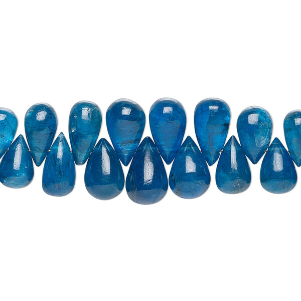Blue apatite 1pkg1, hand-cut top-drilled teardrop bead natural 8 inch graduated 5x3mm-9x6mm image number 0