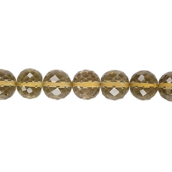 Lemon smoky quartz 1pkg1, hand-cut faceted round bead 8 inch 7-8mm image number 0