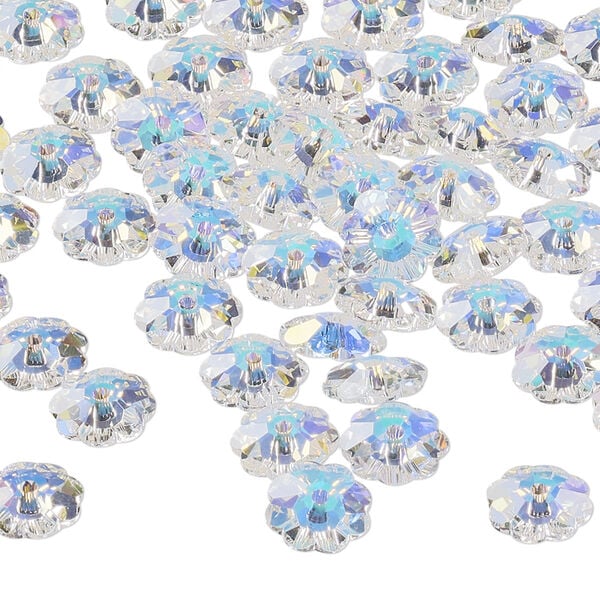 Bead 12pk crystal AB, Preciosa Czech crystal 8x3mm loch flower image number 0