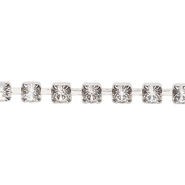 Cupchain, Vintage Crystal™, imitation rhodium-plated brass, crystal clear, 4.6mm round. Sold per 1-meter section. image number 0