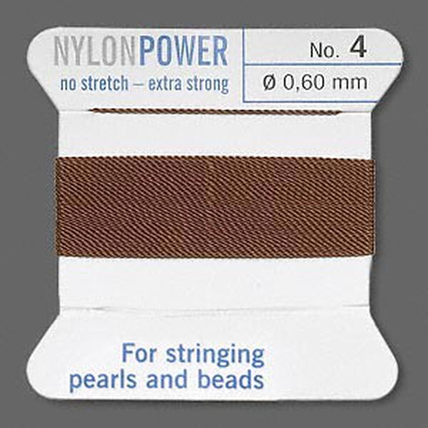 Thread, Griffin, nylon, brown, size #4. Sold per 2-meter card (approximately 78 inches). image number 0
