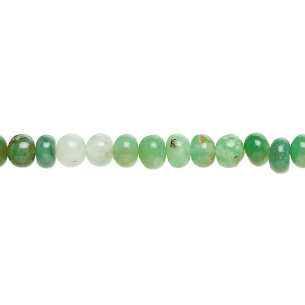Bead, chrysoprase (natural), 4x2mm-6x5mm hand-cut rondelle with set pattern and 0.4-1.4mm hole, C+ grade, Mohs hardness 6-1/2 to 7. Sold per 14-inch strand, approximately 100 beads. image number 0