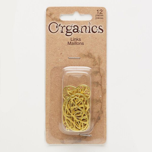 Drop mix, gold-finished "pewter" (zinc-based alloy), 19x12mm and 28x18mm assorted matte teardrop with cutout design. Sold per pkg of 12. image number 0