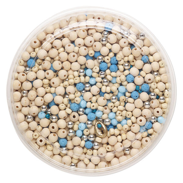 Bead mix, wood (natural) / acrylic / glass, pkg/1 pound, mixed colors, 4x5mm-18x13mm mixed shapes. image number 0