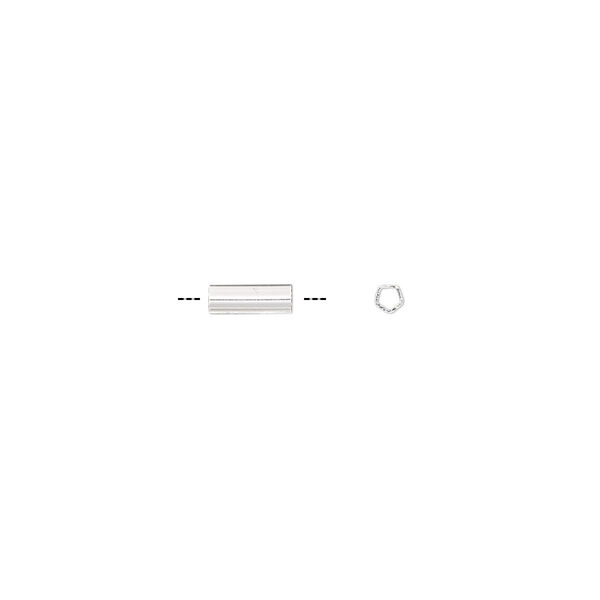 Bead, sterling silver, 6x2mm five-sided tube. Sold per pkg of 4. image number 0