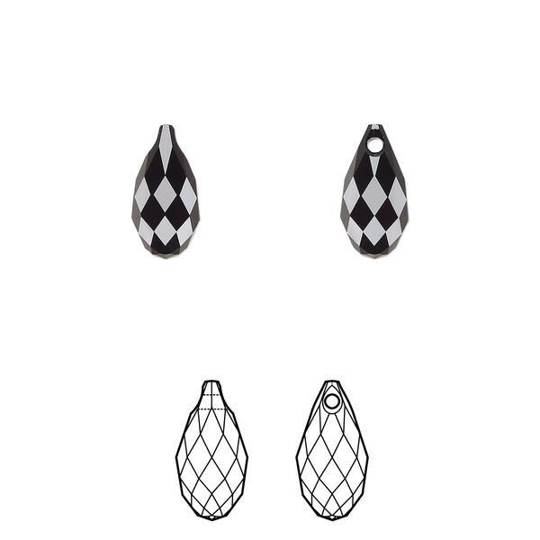 Briolette 24pk jet, Crystal Passions® 11x5.5mm pendant drop 6010 image number 0