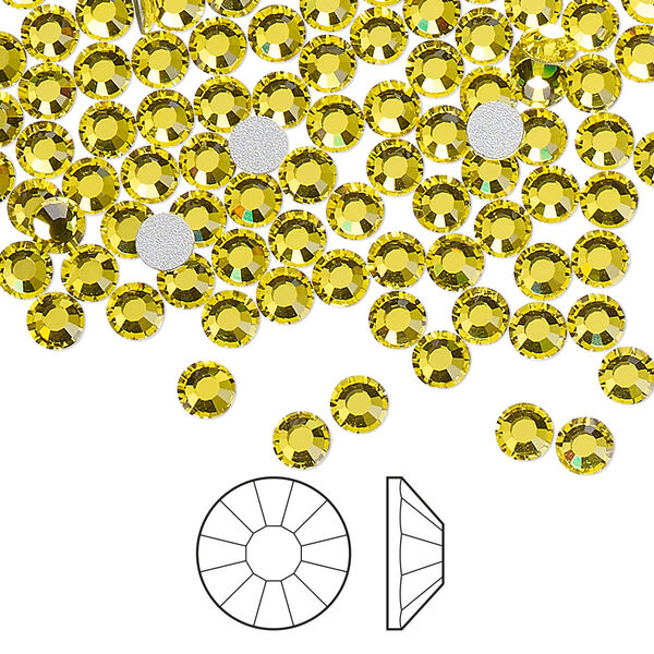 Flat back 144pk citrine foil back, Preciosa Viva 12® Czech crystal rhinestone 3.8-4mm chaton rose round SS16 image number 0