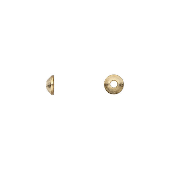 Bead cap, gold-plated steel, 5x1.5mm cone, Sold per 6-1/2 to 7 " strand, approximately 300 bead caps. image number 0