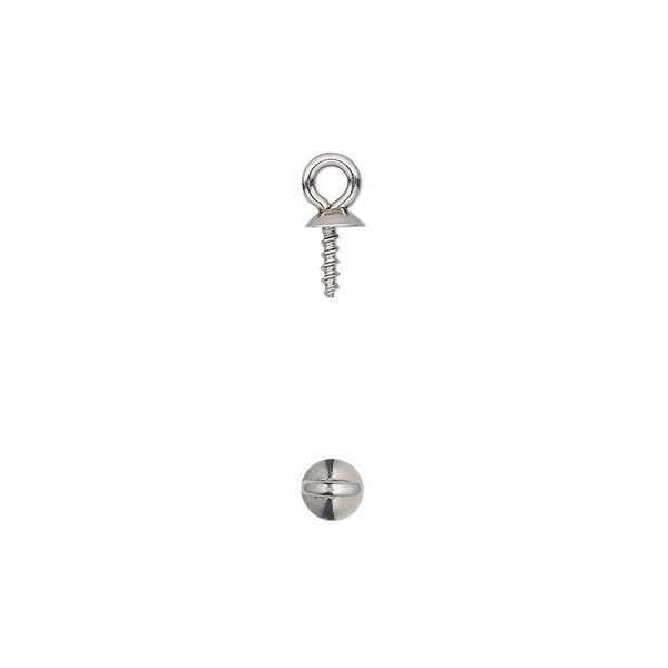 Cup, stainless steel, 9x4mm with 4mm cup and 4.5mm twisted peg, fits 3-6mm bead. Sold per pkg of 20. image number 0