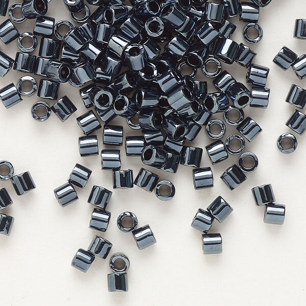 Seed bead, Delica®, glass, pkg/50g, #8 round, opaque metallic gunmetal (DBL-0001). image number 0