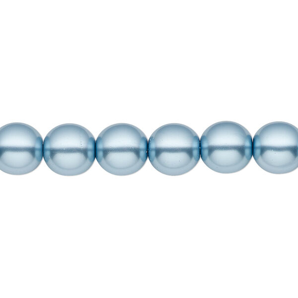 Bead, Czech pearl-coated glass druk, opaque sky blue, 8mm round. Sold per 15-1/2" to 16" strand. image number 0