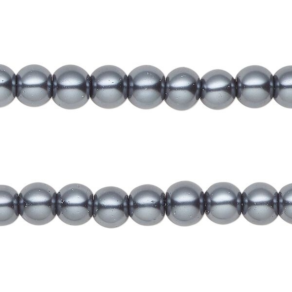 Bead, glass pearl, dark grey, 6mm round. Sold per pkg of (2) 15-inch strands, approximately 140 beads. image number 0