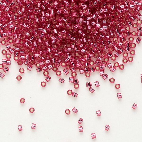 Seed bead, Delica®, glass, pkg/50g, #11 round, transparent outside dyed silver-lined antique dark rose (DB-1341). image number 0