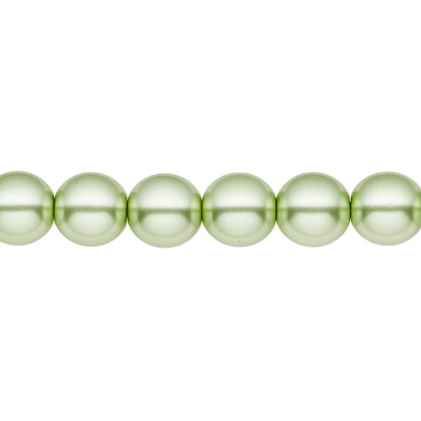 Bead, Czech pearl-coated glass druk, opaque light green, 8mm round. Sold per 15-1/2" to 16" strand. image number 0