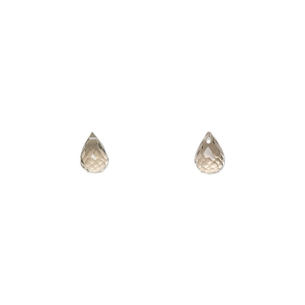 Smoky quartz 1pkg2, hand-cut top-drilled faceted briolette bead 6x4mm image number 0
