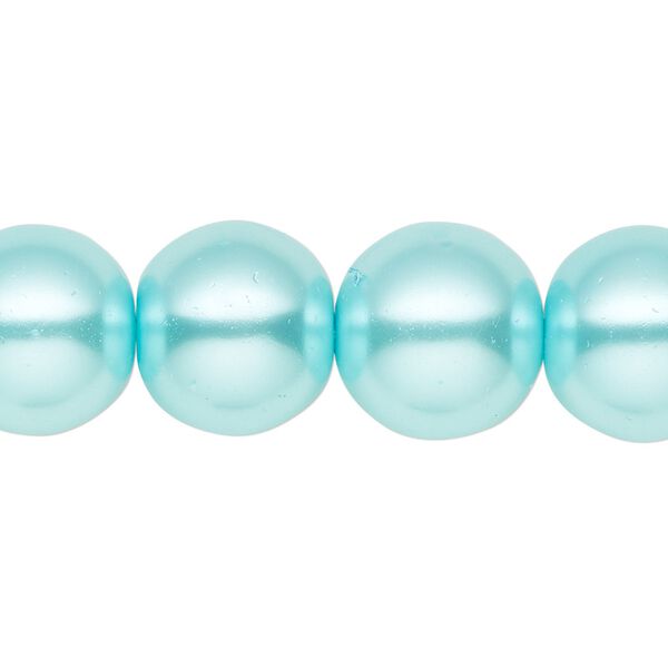 Bead, crystal pearl, aqua blue, 16mm round. Sold per 15-1/2" to 16" strand, approximately 25 beads. image number 0