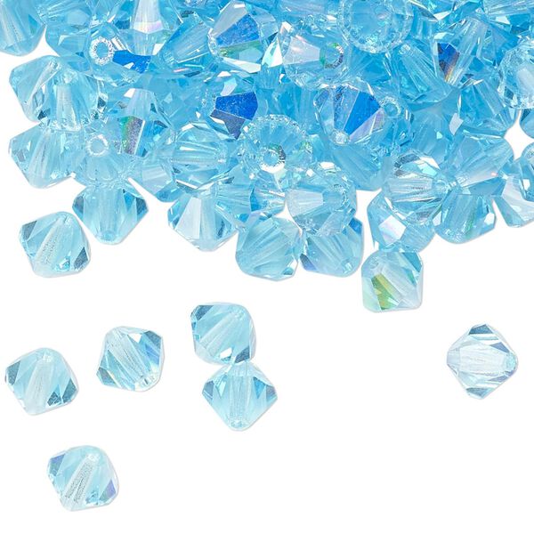 Bead 24pk aqua bohemica AB, Preciosa Czech crystal 6mm bicone image number 0