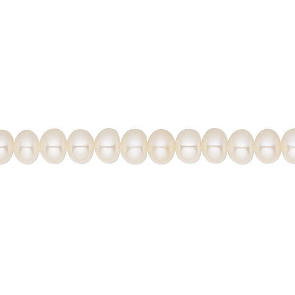 Pearl, White Lotus™, cultured freshwater (bleached), white, 4.5-5mm button, A- grade, Mohs hardness 2-1/2 to 4. Sold per 15-1/2" to 16" strand. image number 0