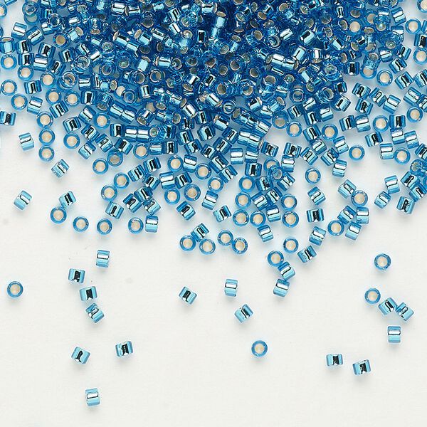 Seed bead, Delica®, glass, pkg/250g, #11 round, transparent silver-lined Capri blue (DB-0149). image number 0