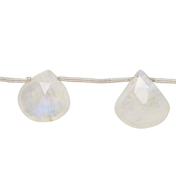 Bead, rainbow moonstone (natural), 13x12mm-16x15mm hand-cut top-drilled faceted puffed teardrop, C- grade, Mohs hardness 6 to 6-1/2. Sold per pkg of 7. image number 0