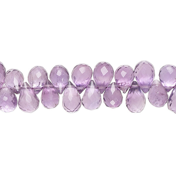 Amethyst 1pkg1, hand-cut top-drilled faceted teardrop bead natural 8 inch 7x5mm-10x6mm image number 0