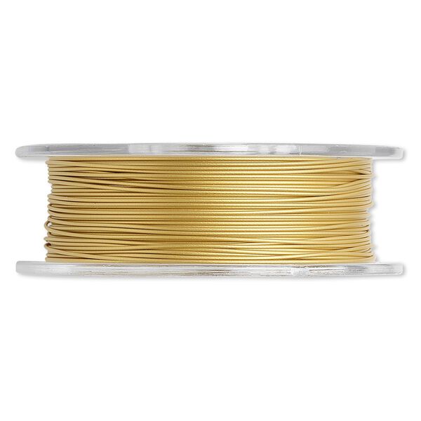 Beading wire, Tigertail™, nylon-coated stainless steel, gold, 7 strand, 0.020-inch diameter. Sold per 30-foot spool. image number 0