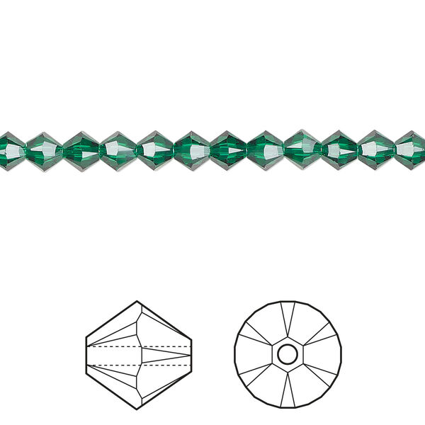 Bead 48pk majestic green, Crystal Passions® 4mm bicone 5328 image number 0