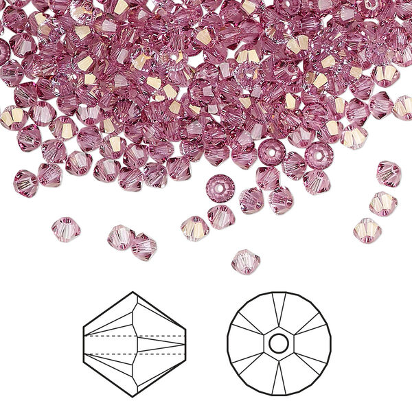 Bead 144pk dark rose, Crystal Passions® 3mm bicone 5328 image number 0