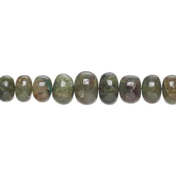 Emerald 1pkg1, hand-cut rondelle bead 15 inch graduated 5x3mm-10x7mm image number 0