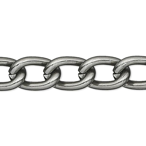 Chain, anodized aluminum, gunmetal, 5mm curb. Sold per pkg of 25 feet. image number 0