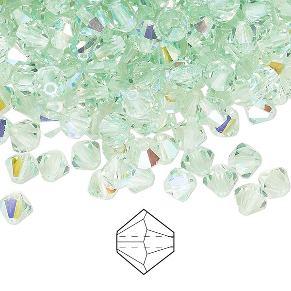 Bead 24pk chrysolite AB, Preciosa Czech crystal 5mm bicone image number 0