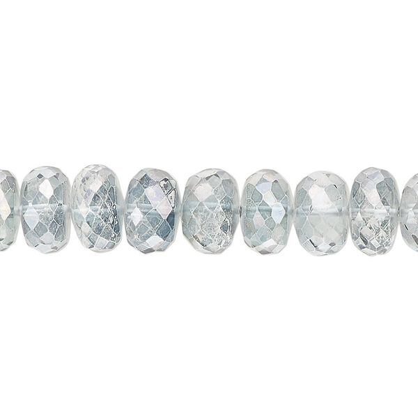 Quartz crystal 1pkg1, hand-cut faceted rondelle bead 8 inch 8x5mm-10x7mm image number 0