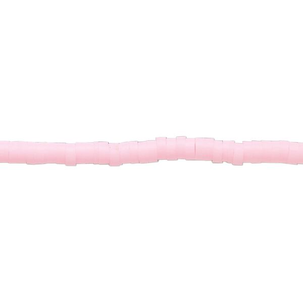 Bead, polymer clay, opaque light pink, 3x1mm heishi. Sold per pkg of (2) 16-inch strands. image number 0