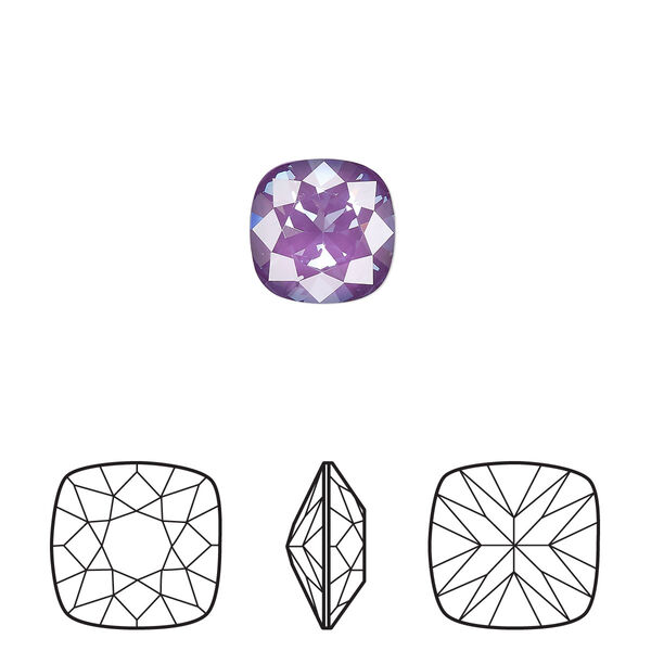 Fancy stone 2pk crystal purple ignite, Crystal Passions® 10mm cushion 4470 image number 0