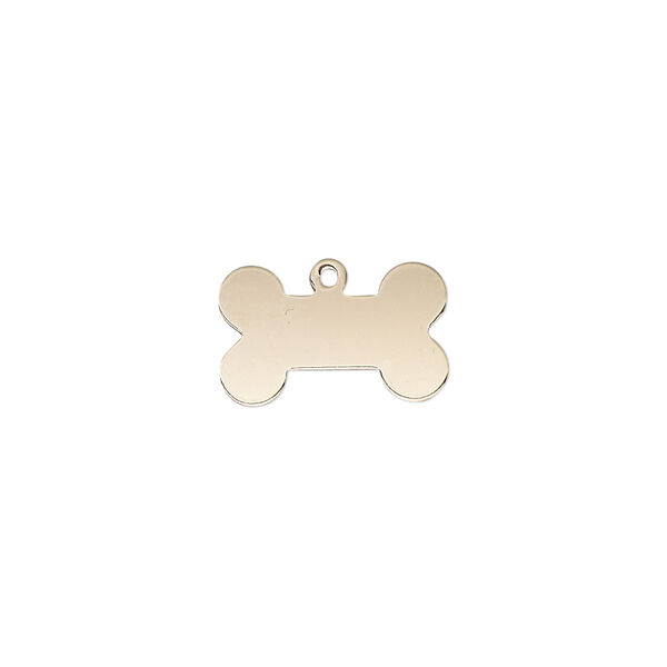Charm, 14Kt gold-filled, 15x9mm double-sided flat dog bone. Sold individually. image number 0