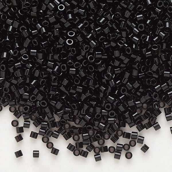 Seed bead, Delica®, glass, pkg/250g, #15 round, opaque black (DBS-0010). image number 0