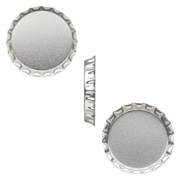 Bottle cap, inked steel with sealant, chrome, 2 inch, undrilled. Sold per pkg of 2. image number 0