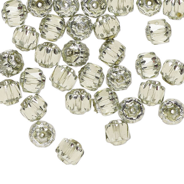 Czech pressed glass 1pkg60, cathedral bead dipped décor translucent metallic mint 6mm image number 0