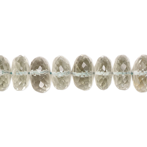 Green quartz 1pkg1, hand-cut micro-faceted rondelle bead 9 inch 10x5mm-12x9mm image number 0
