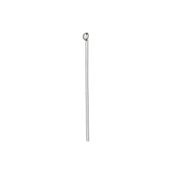 Head pin, Hill Tribes, sterling silver, 1 inch with ball, 22 gauge. Sold per pkg of 8. image number 0