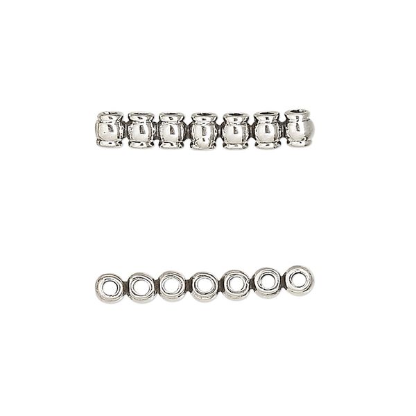 Spacer bar, sterling silver, 24x3mm 7-strand tube. Sold individually. image number 0