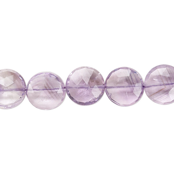 Lavender amethyst 1pkg1, hand-cut faceted flat round bead natural 6.5 inch 8-10mm image number 0